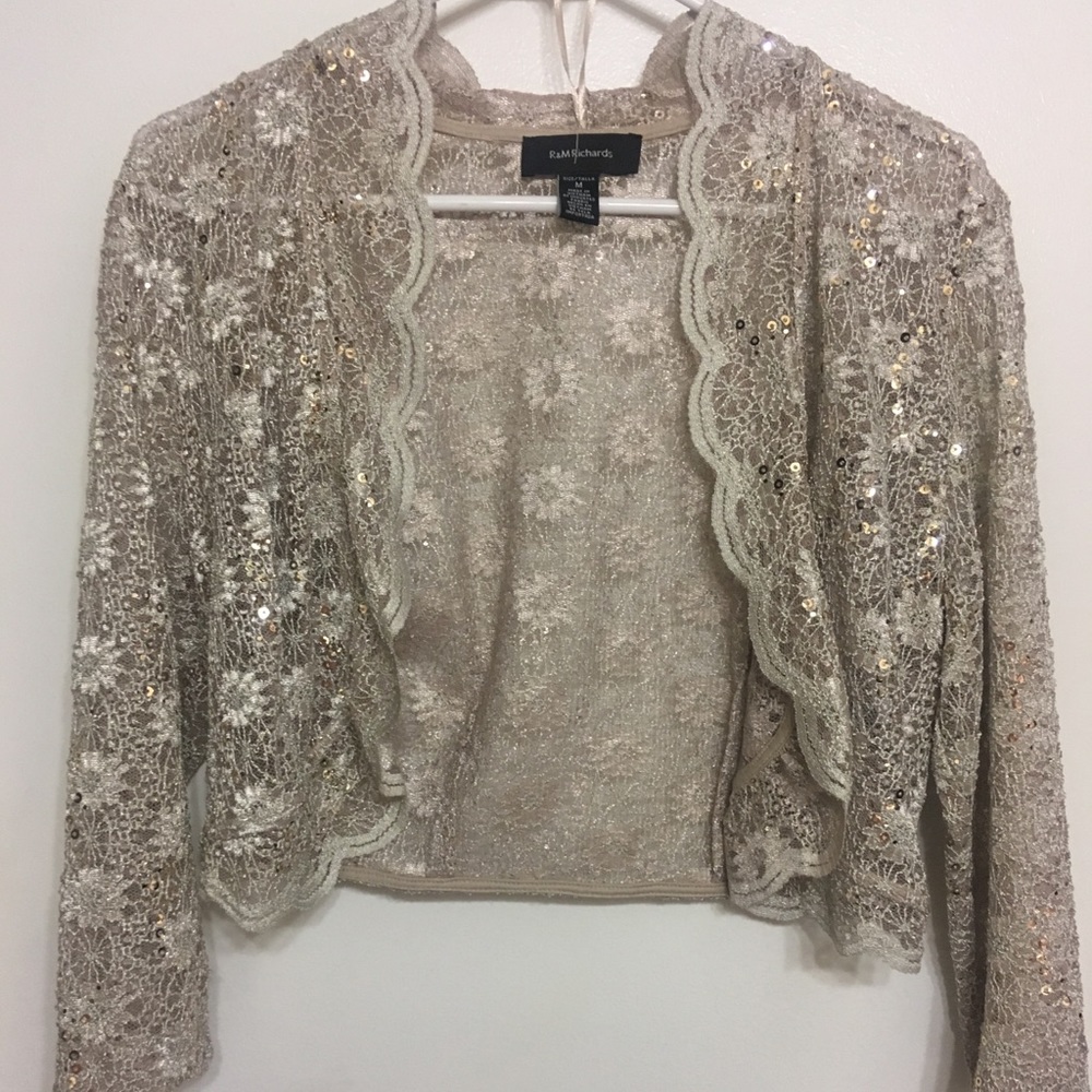 Lace cropped jacket with sequin detail
